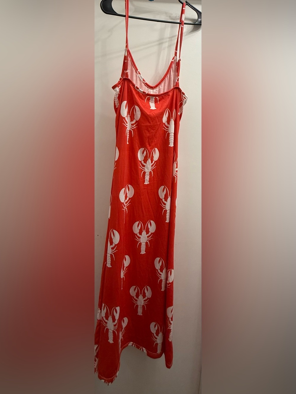 Women’s Red Lobster Print Maxi Dress - Casual Beach Sundress - Picture 4 of 4